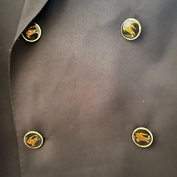 Vintage Double Breasted Burberry Navy Blazer Sport Coat Classic Tailoring - Picture 7 of 10